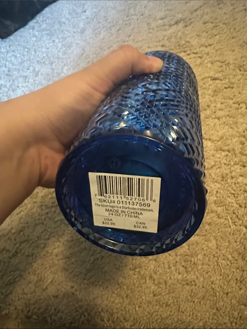 Starbucks Shimmering Deep Blue Textured Tumbler with Straw